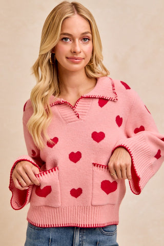 Cover Me in Hearts Sweater • Blush