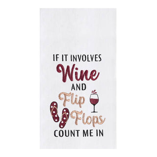 Coastal Wine & Flip Flops Kitchen Towel