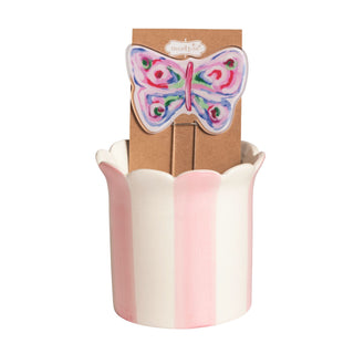 Striped Pot & Plant Stake Sets
