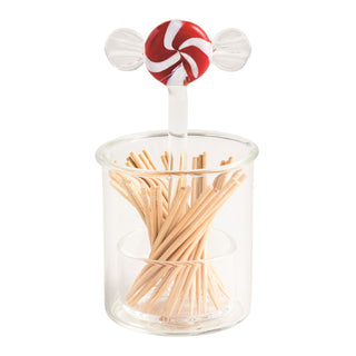 Peppermint Glass Toothpick Holder