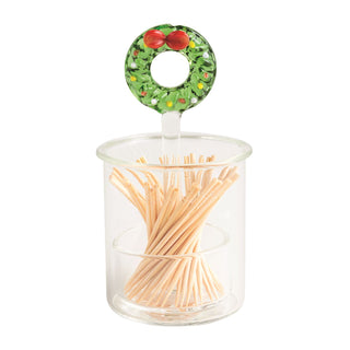 Wreath Glass Toothpick Holder