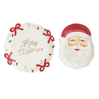 Nested Santa Bow Platter Set