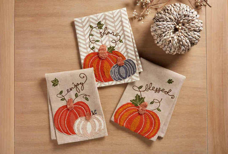 Embroidered Pumpkin Towel • Blessed