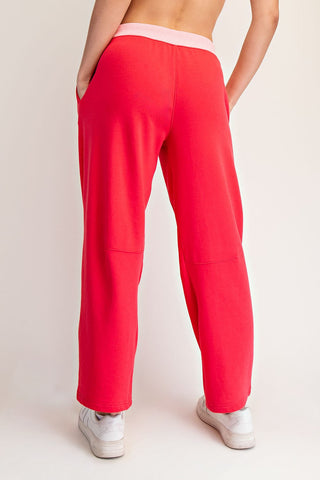 Rose French Terry Playful Pants • Candy Red/Pink