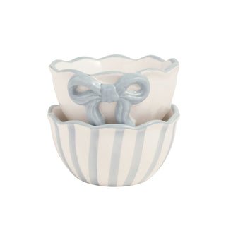 Stripe & Blue Bow Ramekin Set