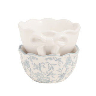 Toile & White Bow Ramekin