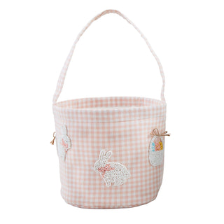 Pink Gingham Beaded Easter Basket