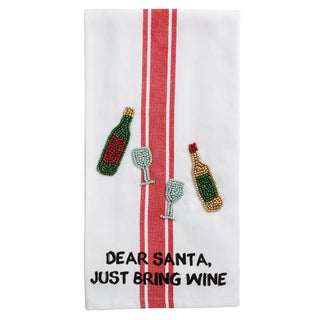 Wine Beaded Christmas Towel