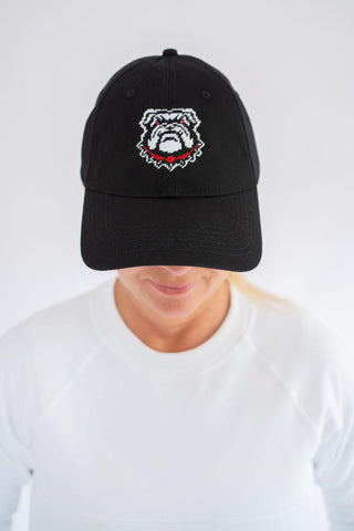 Bulldog Needlepoint Baseball Hat • Black