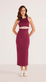 Stacy Contrast Bind Midi Dress • Plum