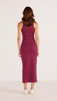 Stacy Contrast Bind Midi Dress • Plum