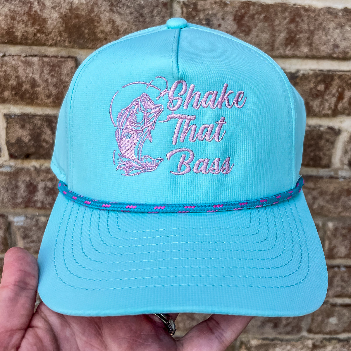 Shake That Bass Rope Trucker Hat • Baby Blue