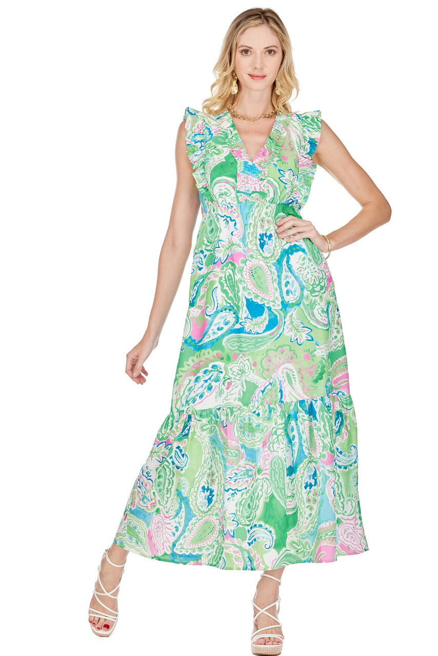 Ruched V-Neck Maxi Dress • Paisley Meadows