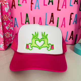 Grinch Heart Hands Hat