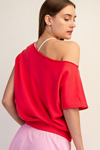 Raven French Terry Off Shoulder Top