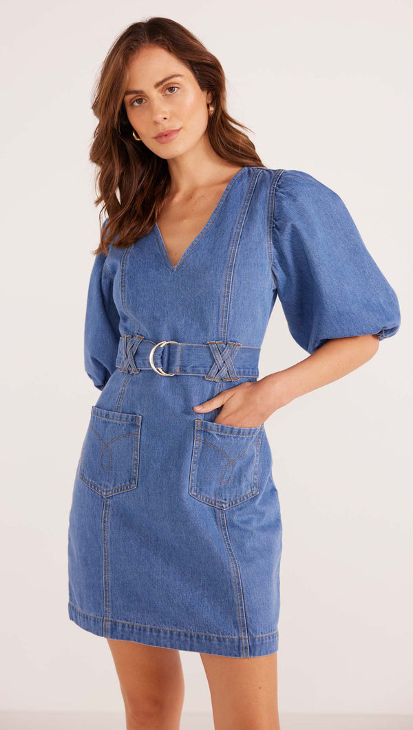 Peyton Denim Mini Dress • Blue Denim