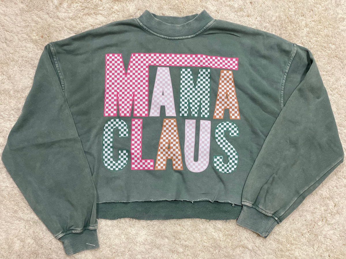 Mama Claus Raw Hem Sweatshirt • Green