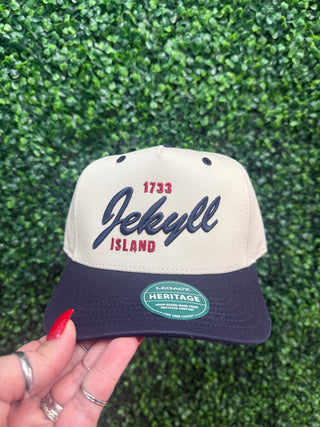 Jekyll Island 1733 Hat • Stone/Navy