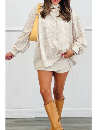 Western Mock Neck Baggy Sweatshirt • Camo