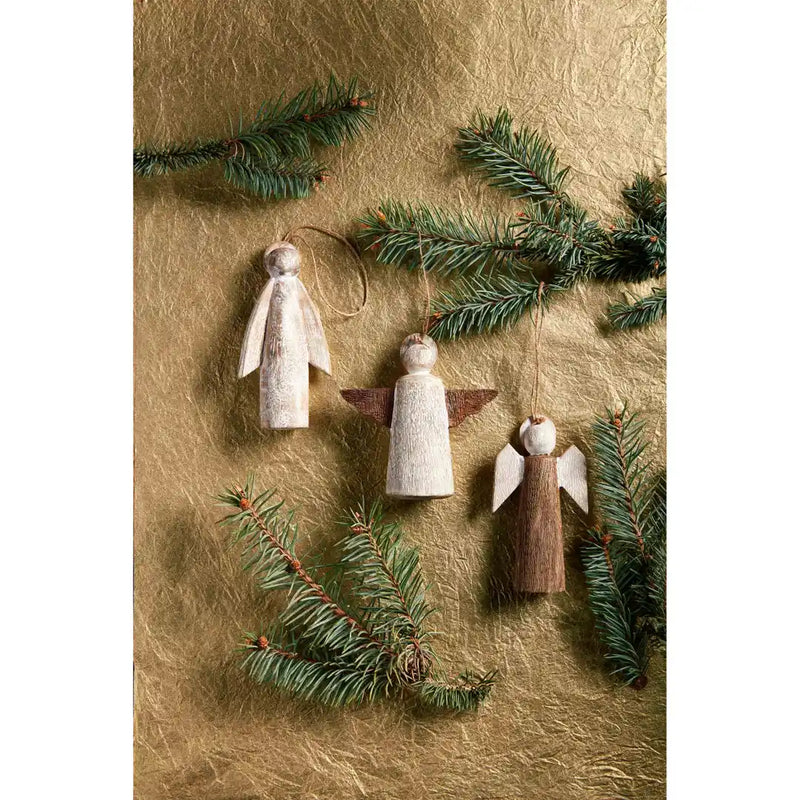 Multi Wood Angel Ornament