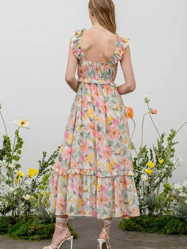 Sayla Floral Watercolor Maxi Dress