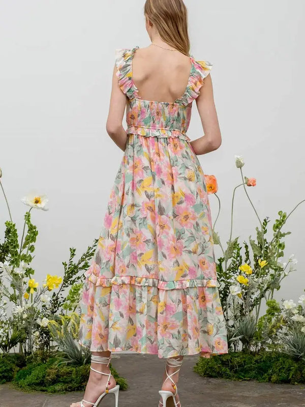 Sayla Floral Watercolor Maxi Dress