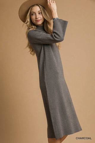 Joslyn Long-Sleeve Knit Dress • Charcoal