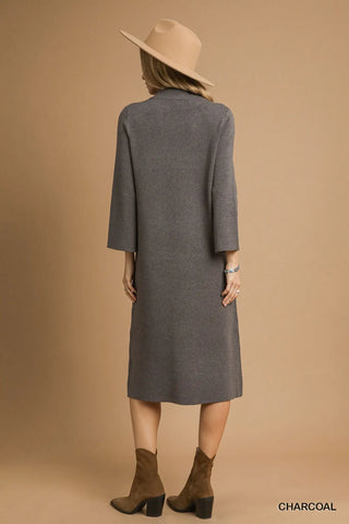Joslyn Long-Sleeve Knit Dress • Charcoal