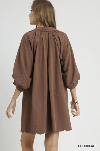 Heidi Puff Sleeve Midi Dress • Chocolate