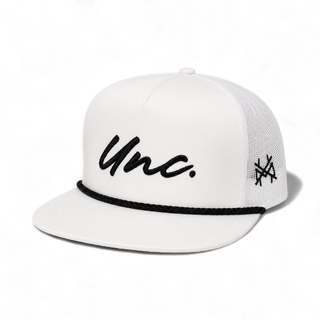 Unc. Snapback Hat • Flat Bill White & Black