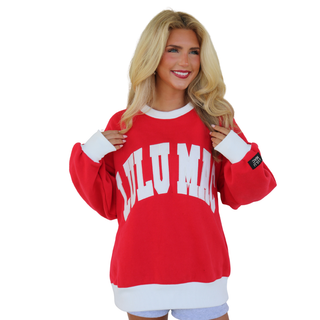 Lulu Mac Color Block Sweatshirt • Red & White