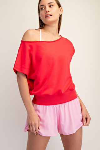 Raven French Terry Off Shoulder Top
