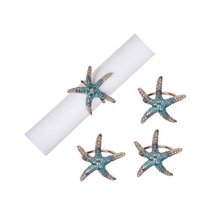Sea Star Rhinestone Napkin Ring Set of 4