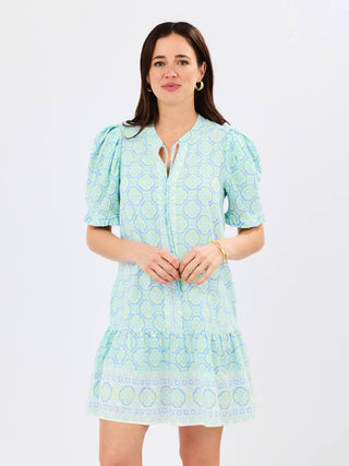 Natalia Mini Dress • Mosaic Charm Blue