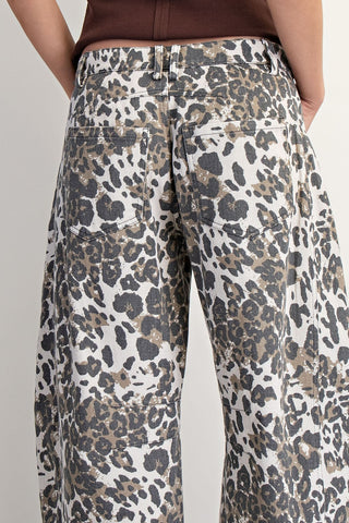 Good Luck Printed Barrel Jeans • Animal Print