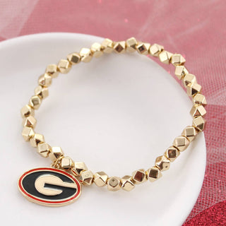 Georgia Gold Stretch Bracelet • Enamel Logo