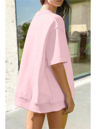 Maizie Mock Neck Exposed Seam Oversize Shorts Set