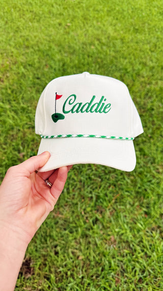 Caddie Embroidered Rope Hat • White