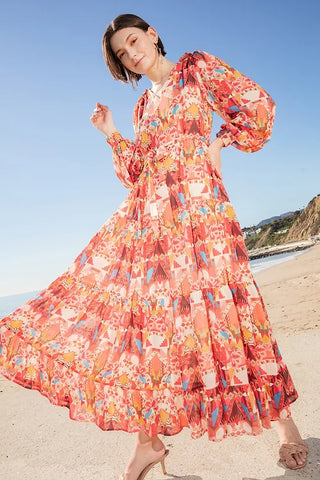 Ruffles Tiered Maxi • Aztec Floral – Tonya's Treasures Inc