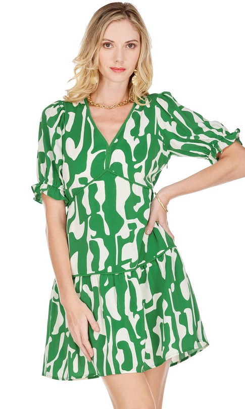Trim Flounce Dress • Puzzle Green
