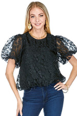 Cheetah Organza Bubble Top • Black