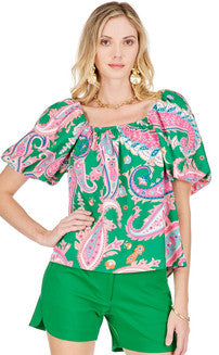 Puff Sleeve Gathers Top • Spring Floral