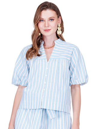 Puff Sleeve Blouse • Blue Stripe