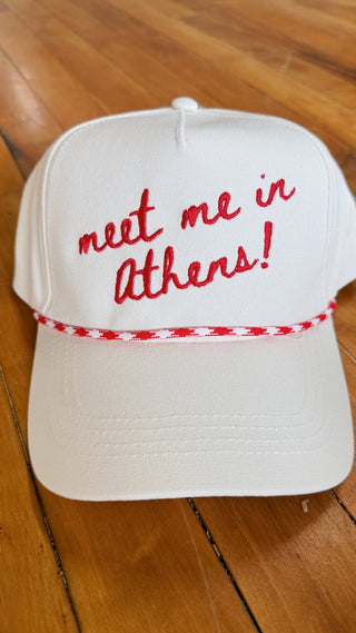 Meet Me In Athens! Rope Hat • White & Red