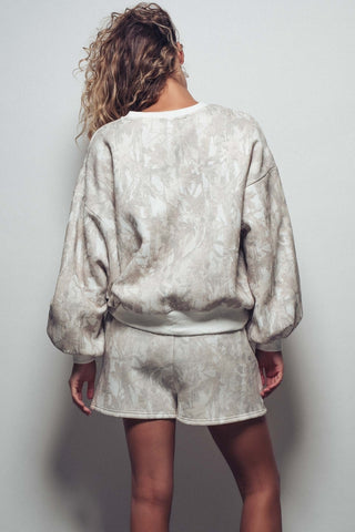 Relaxed Leaf Print Lounge Sweatshirt Set • Lt Khaki