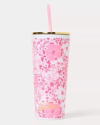 Tumbler with Straw • Conch Shell Pink Burst of Joy