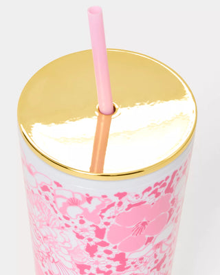 Tumbler with Straw • Conch Shell Pink Burst of Joy
