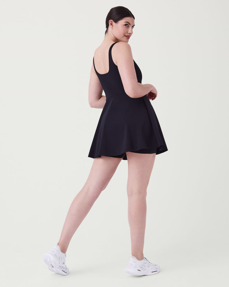 The Get Moving Square Neck Tank Dress 30.5" • Very Black