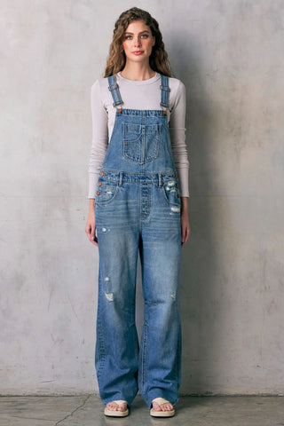 Ira Relaxed Fit Dad Overalls • Medium Dark Wash