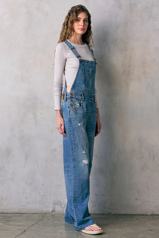 Ira Relaxed Fit Dad Overalls • Medium Dark Wash